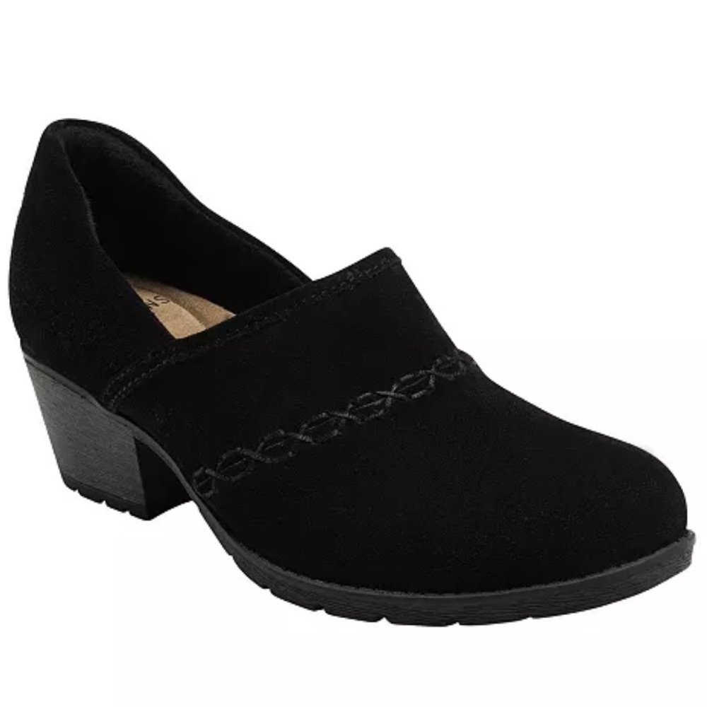 Earth Origins Women's Opal Suede Shootie Slip On Clog Block Heel Black Size 6.5
